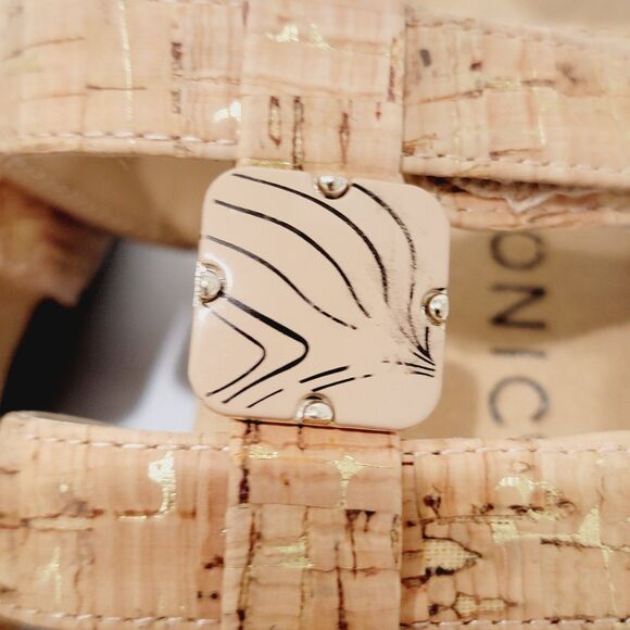 Vionic Rest Amber Sandals Womens Size 8 Gold Cork Back Strap Flats Slingback Tan - Picture 11 of 12